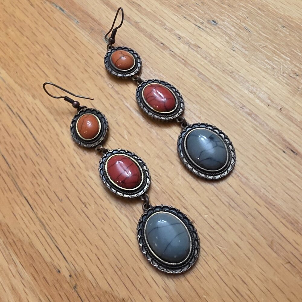 Avon Multi-Colored Stone Drop Dangle Earrings - image 7